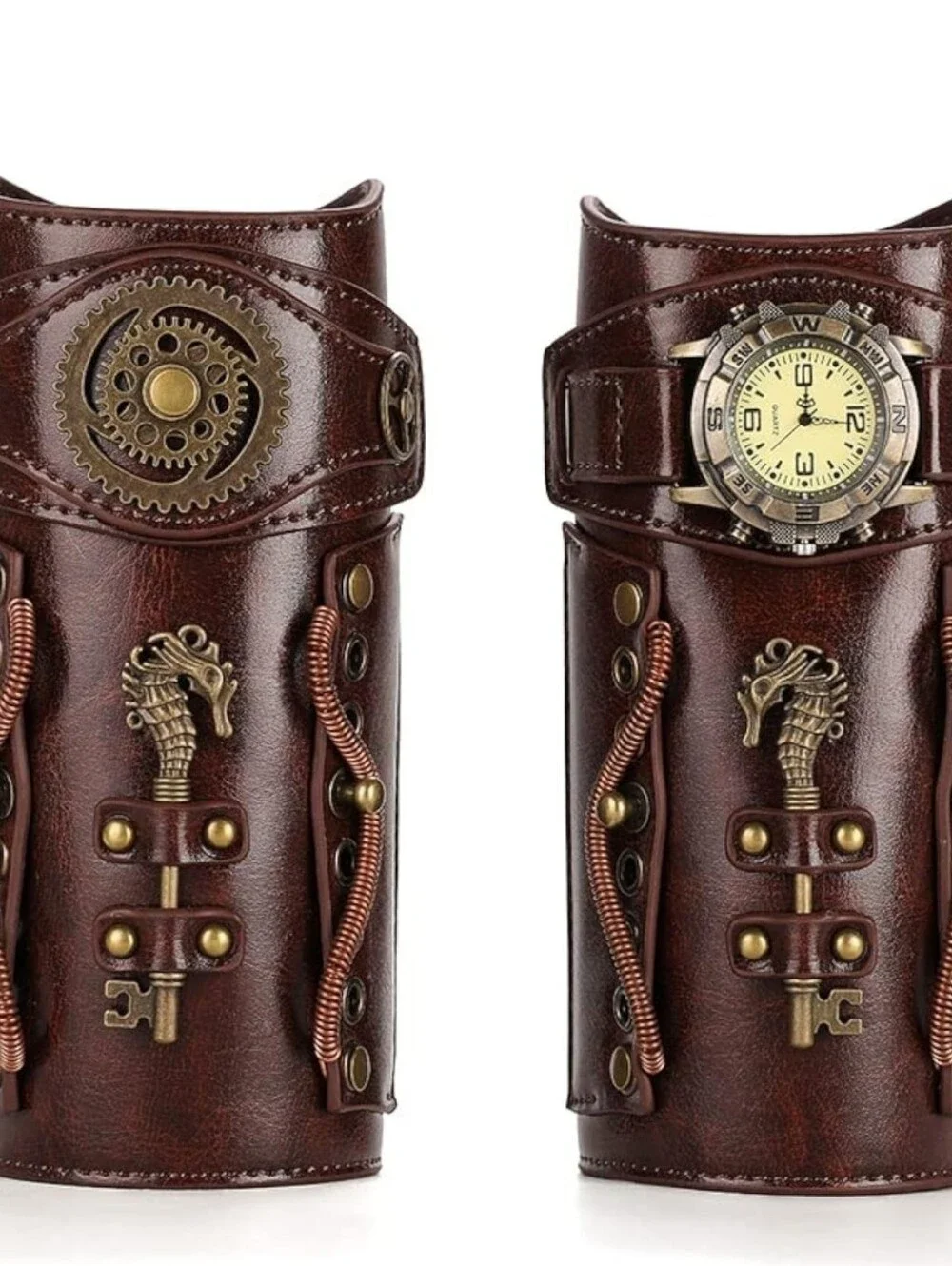 Steampunk Armbands W/ Decorative watch Combat Arm Bracers Medieval Armor Costume